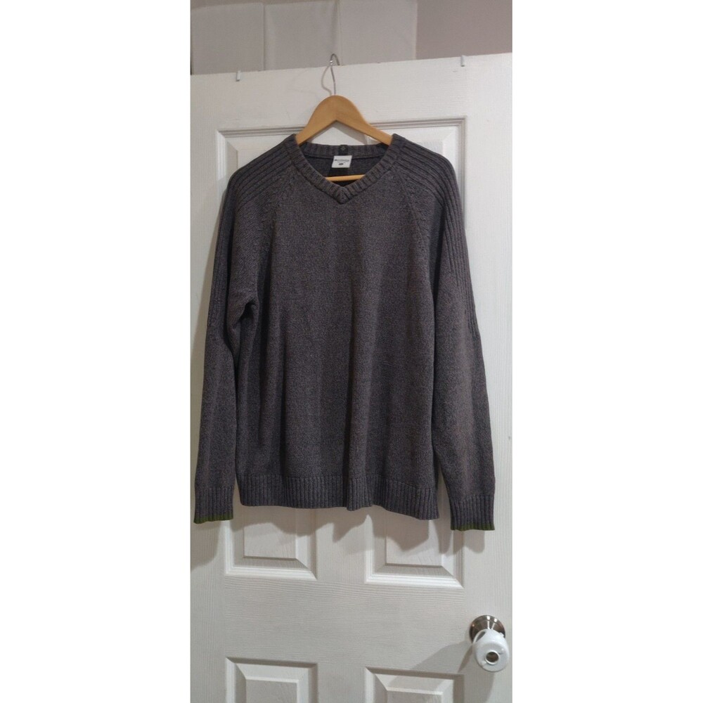 Columbia Men's V-Neck Knit Pullover Sweater Long Sleeve Gray/Green Size L